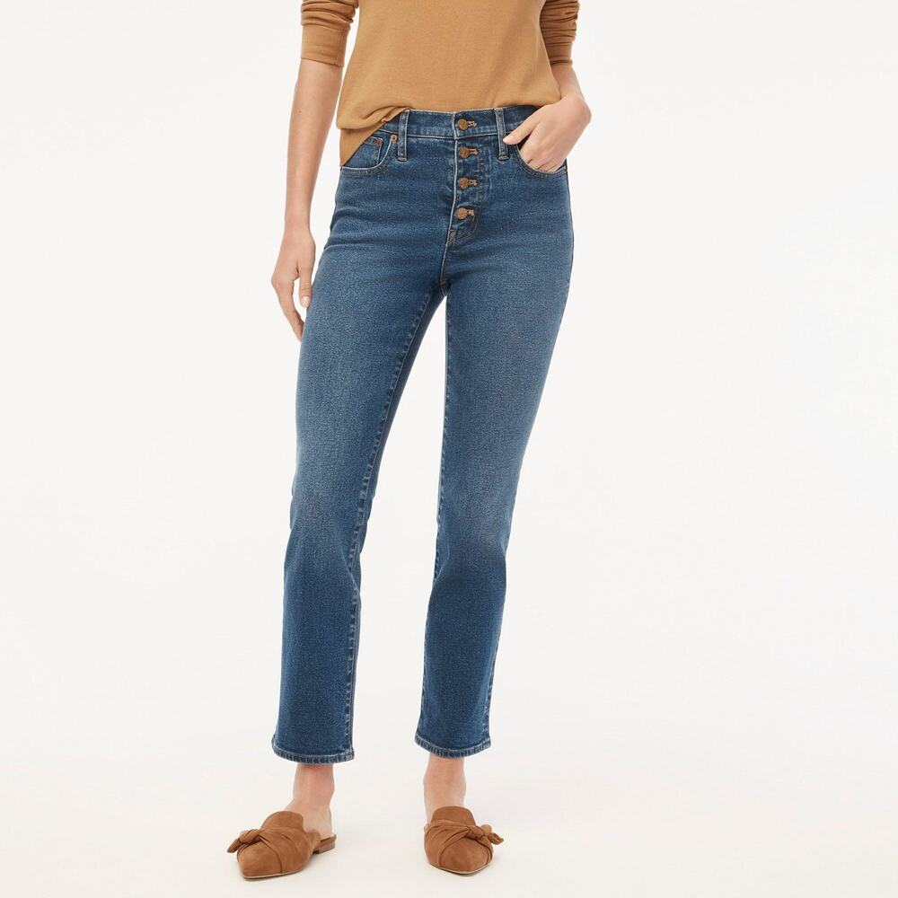 J.Crew Essential Straight Jeans Dark Wash Button Fly High Rise Size 29